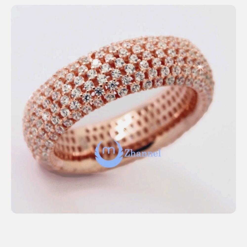Beautiful Eternity Rosegold Pave CZ Ring Size 7 - Picture 2 of 4